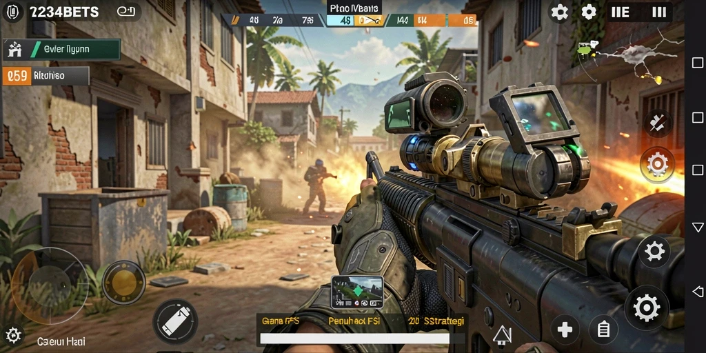 Gameplay intens dalam 1234BETS dengan aksi menembak menegangkan.