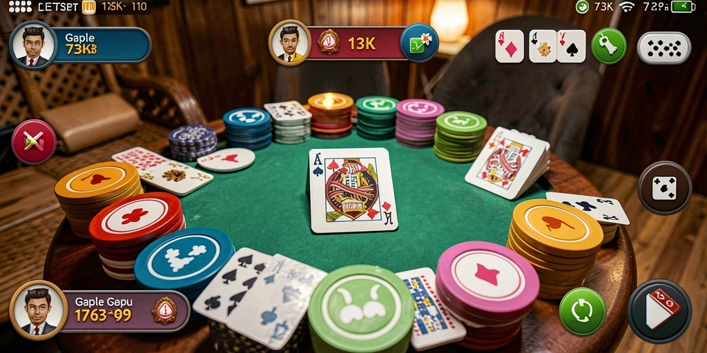 Tampilan menarik dari gameplay Gaple yang kompetitif.