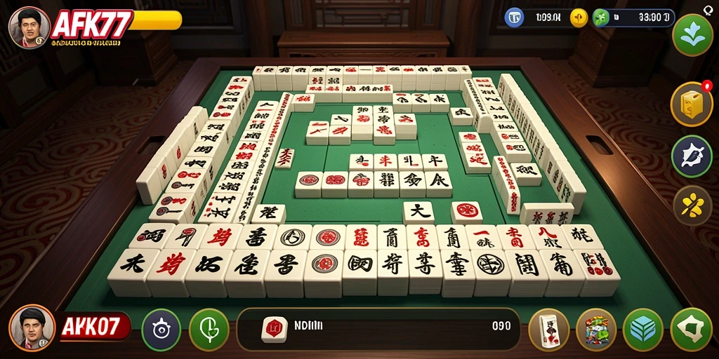Tampilan gameplay AFK77 yang memukau dan penuh tantangan Mahjong.