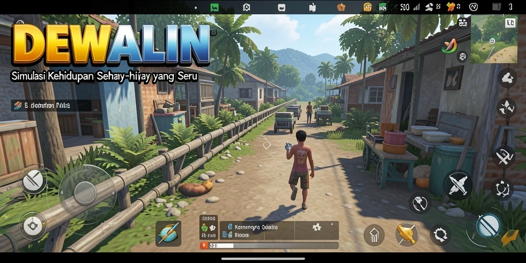 Screenshot DewaLin dengan gameplay menarik yang menggambarkan kehidupan sehari-hari.