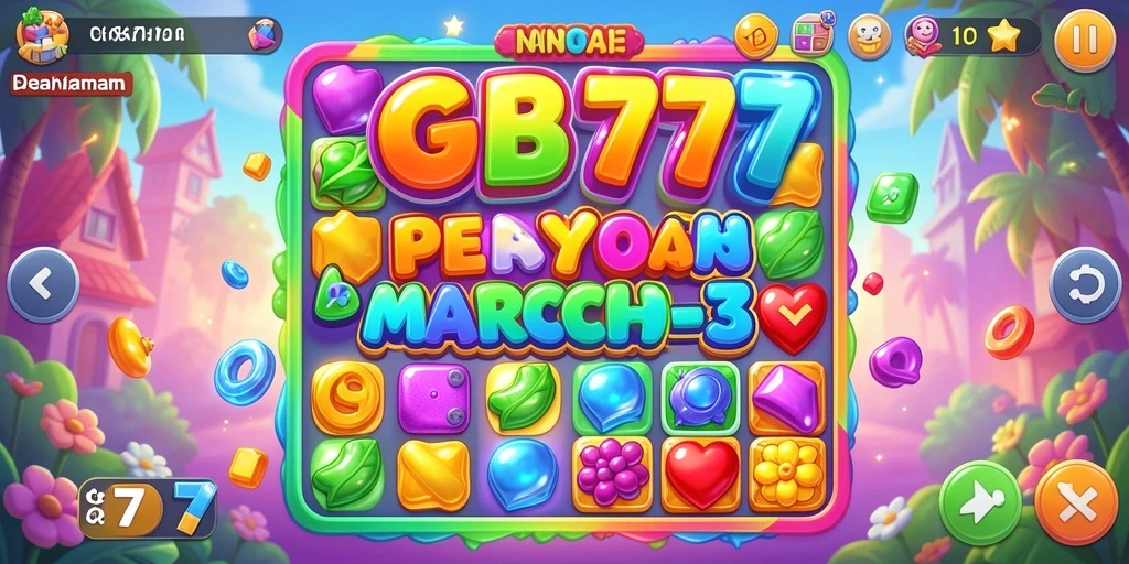 Tangkapan layar gameplay <strong>GB777</strong> menampilkan momen mencocokkan elemen dalam permainan Match-3.