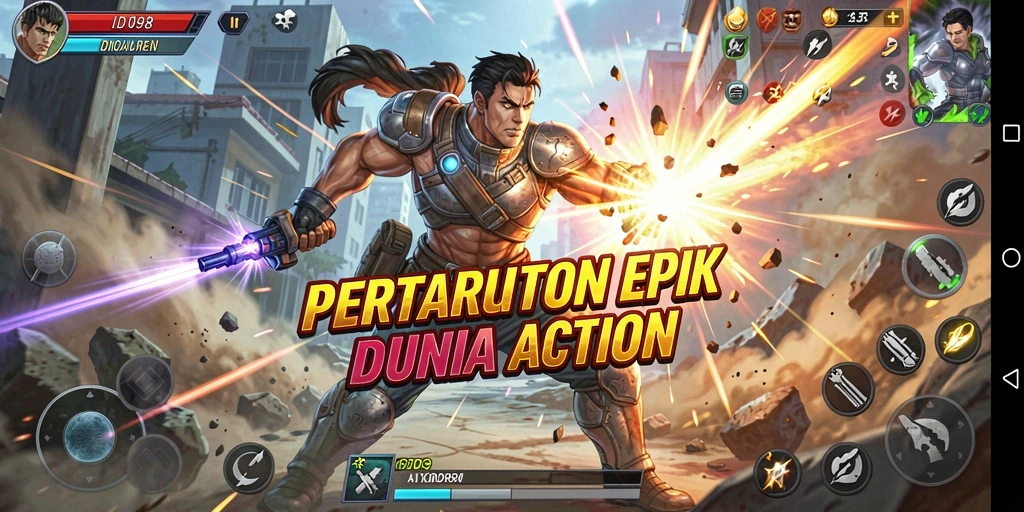 Tangkapan layar menampilkan aksi seru dalam gameplay ID098.