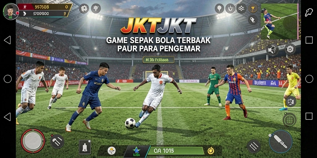 Menampilkan gameplay seru dari JKTJKT di lapangan sepak bola.