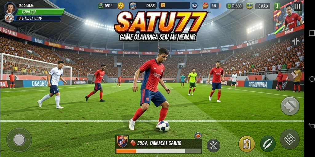 Screenshot utama SATU77 menampilkan aksi seru dalam permainan olahraga.