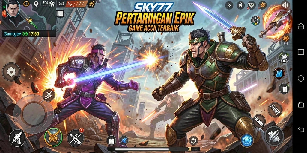 Tampilan gameplay seru dari SKY77 dengan pertarungan yang intens.