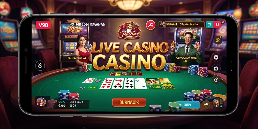 Tampilan gameplay V98 yang menarik dalam sesi Live Casino.